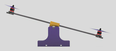 Fusion 360 render of the balancing platform tilted around its pivot